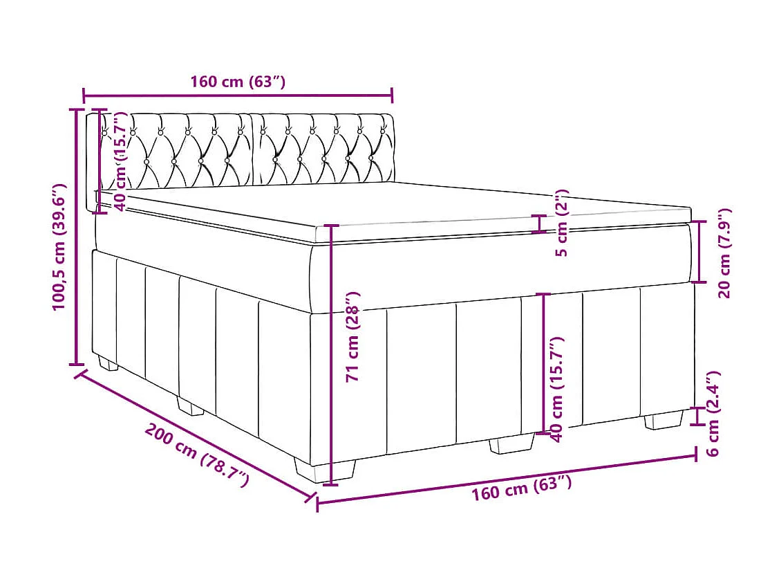 Boxspringbett mit Matratze Dunkelgrau 160x200 cm Stoff