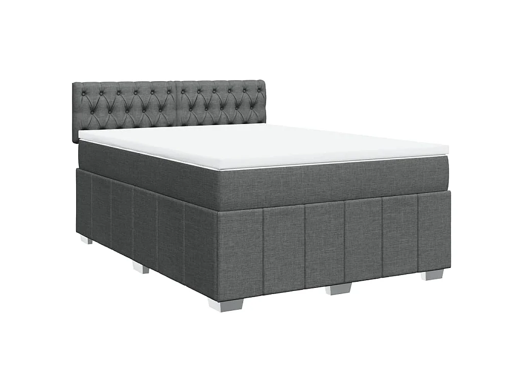 Giroletto a Molle con Materasso Grigio Scuro 160x200 cm Tessuto