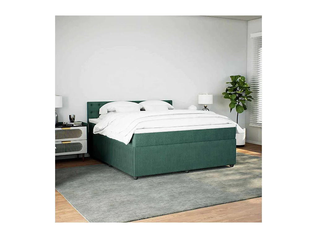 Boxspringbett mit Matratze Dunkelgrün 180x200 cm Samt