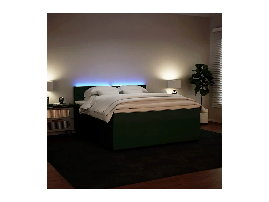 Boxspringbett mit Matratze Dunkelgrün 180x200 cm Samt