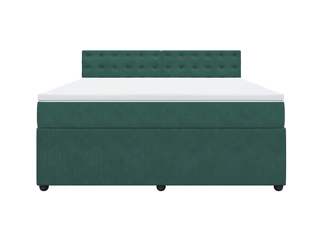 Boxspringbett mit Matratze Dunkelgrün 180x200 cm Samt