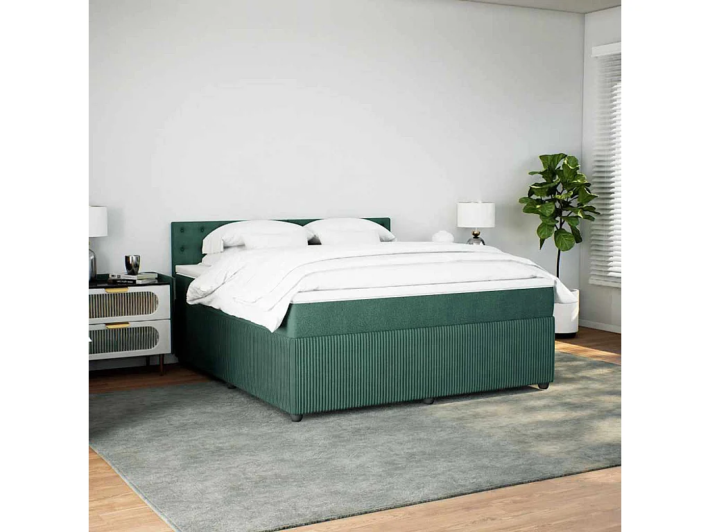 Boxspringbett mit Matratze Dunkelgrün 180x200 cm Samt