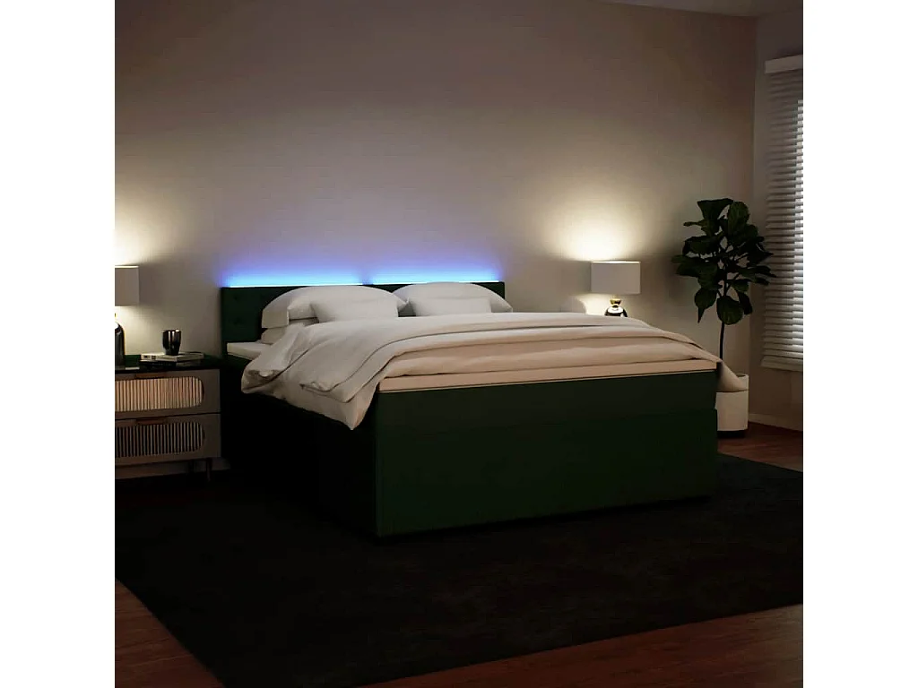 Boxspringbett mit Matratze Dunkelgrün 180x200 cm Samt
