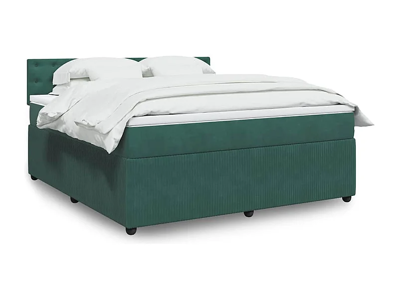 Boxspring met matras fluweel donkergroen 180x200 cm