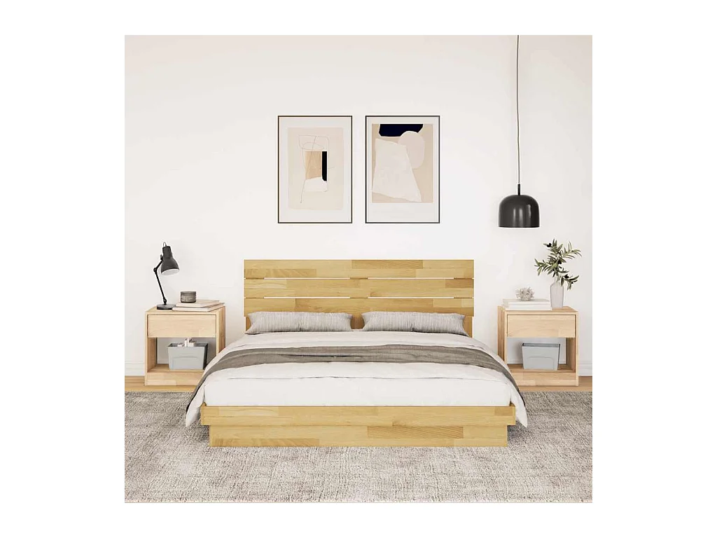 Massivholzbett mit Kopfteil ohne Matratze 140x200 cm Eichenholz