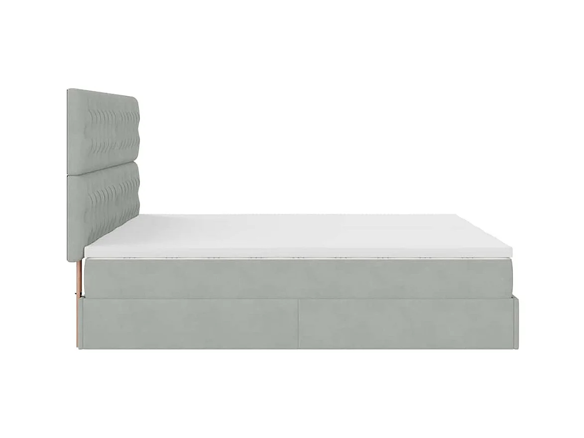 Cadre de lit ottoman et matelas gris clair 180x200cm velours
