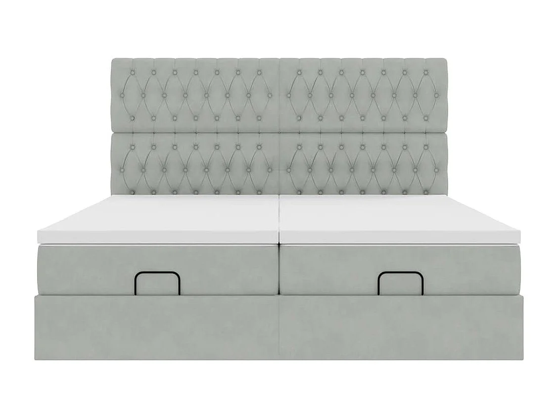 Cadre de lit ottoman et matelas gris clair 180x200cm velours