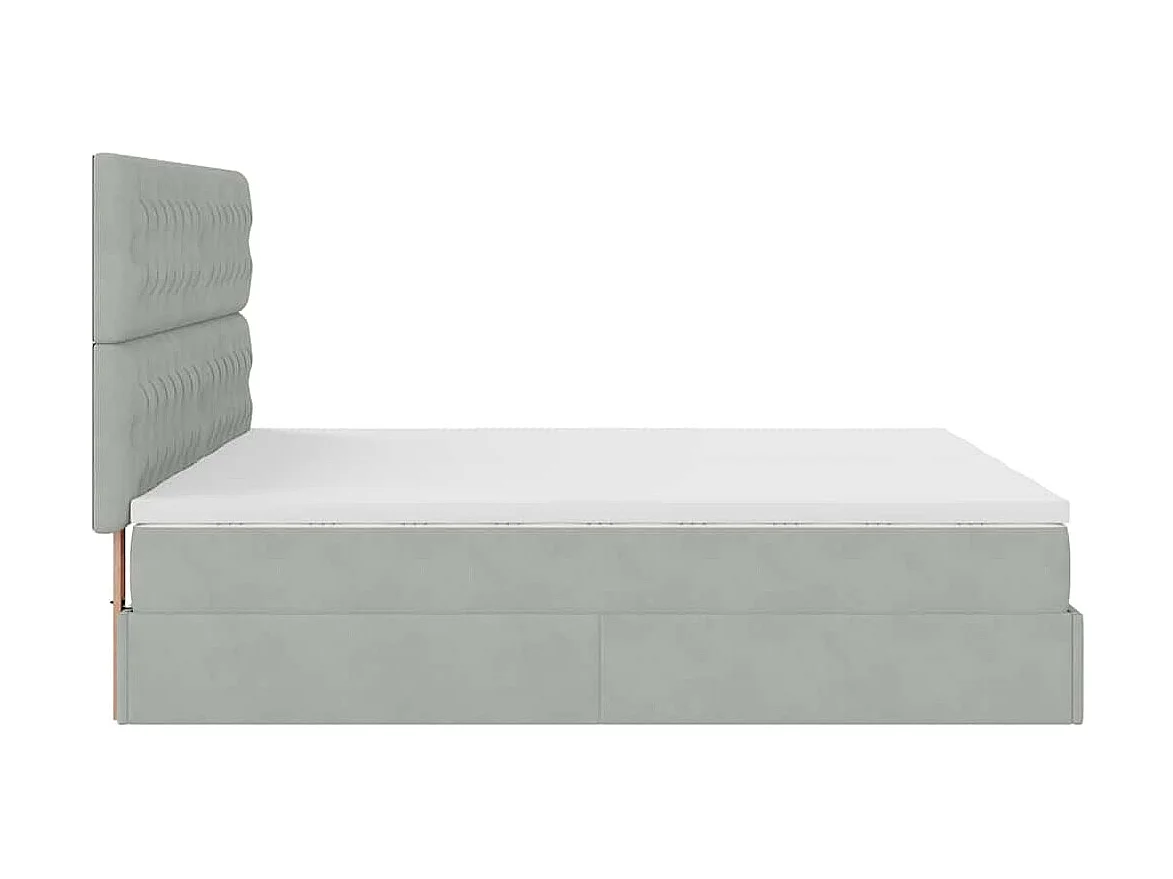 Cadre de lit ottoman et matelas gris clair 180x200cm velours