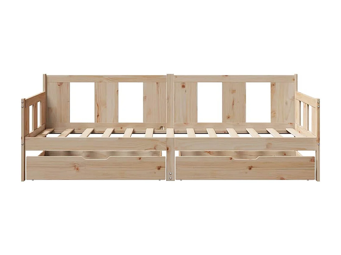 Sofá cama con cajones madera maciza de pino 90x190 cm