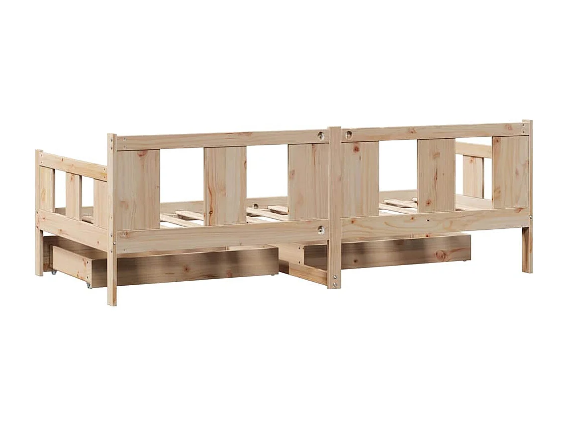Sofá-cama com gavetas 90x190 cm madeira de pinho maciça
