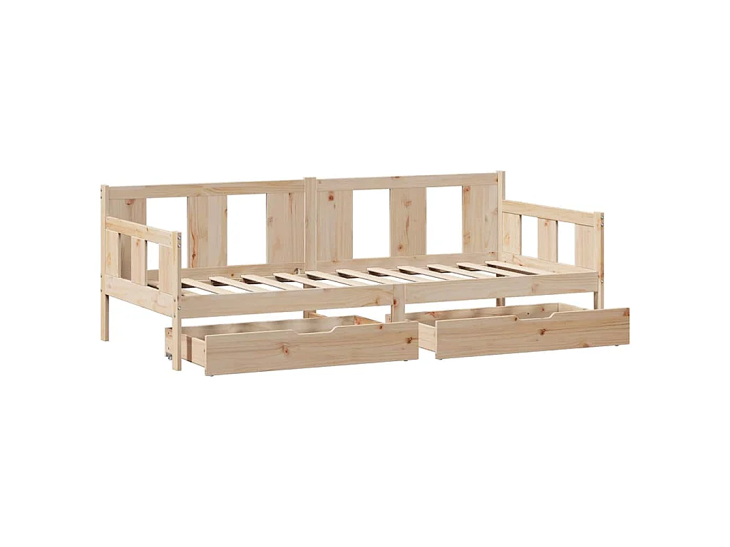 Sofá-cama com gavetas 90x190 cm madeira de pinho maciça