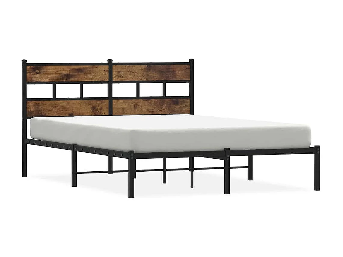 Cadre de lit en métal sans matelas chêne fumé 140x190 cm