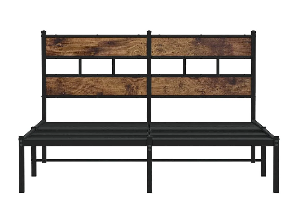 Cadre de lit en métal sans matelas chêne fumé 140x190 cm