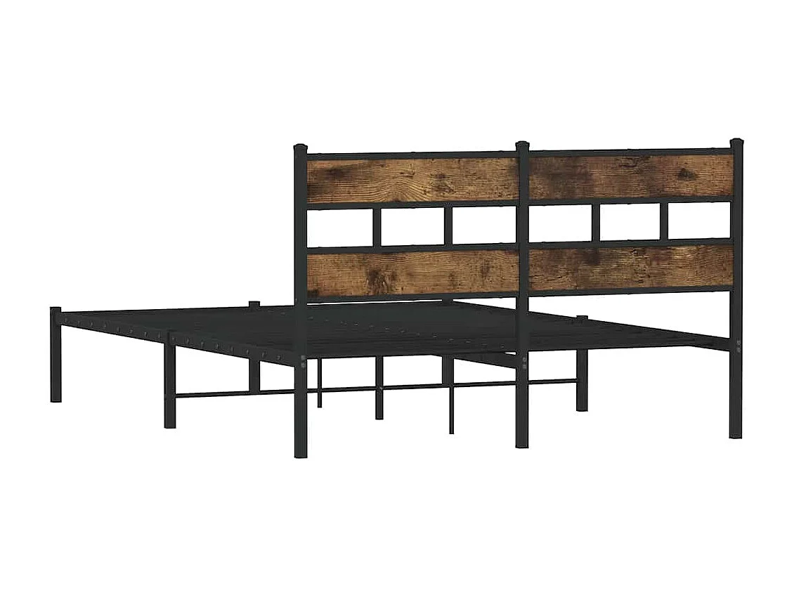 Cadre de lit en métal sans matelas chêne fumé 140x190 cm