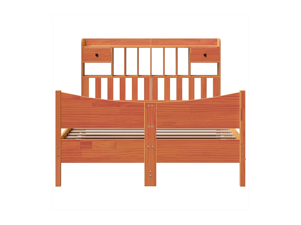 Cadre de lit sans matelas cire marron 140x200cm bois pin massif