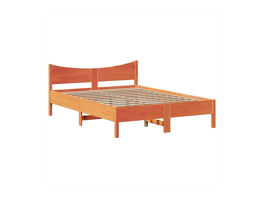 Cadre de lit sans matelas cire marron 140x200cm bois pin massif