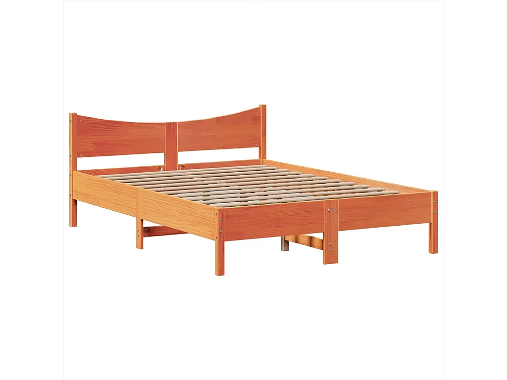 Cadre de lit sans matelas cire marron 140x200cm bois pin massif