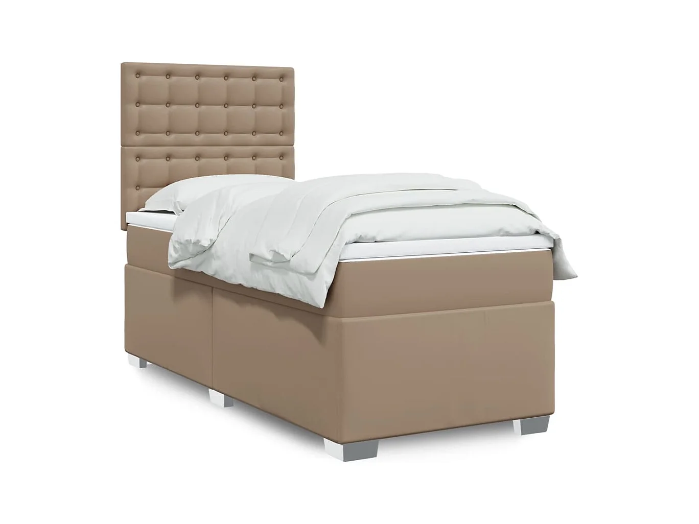 Boxspringbett mit Matratze Cappuccino-Braun 90x200cm Kunstleder