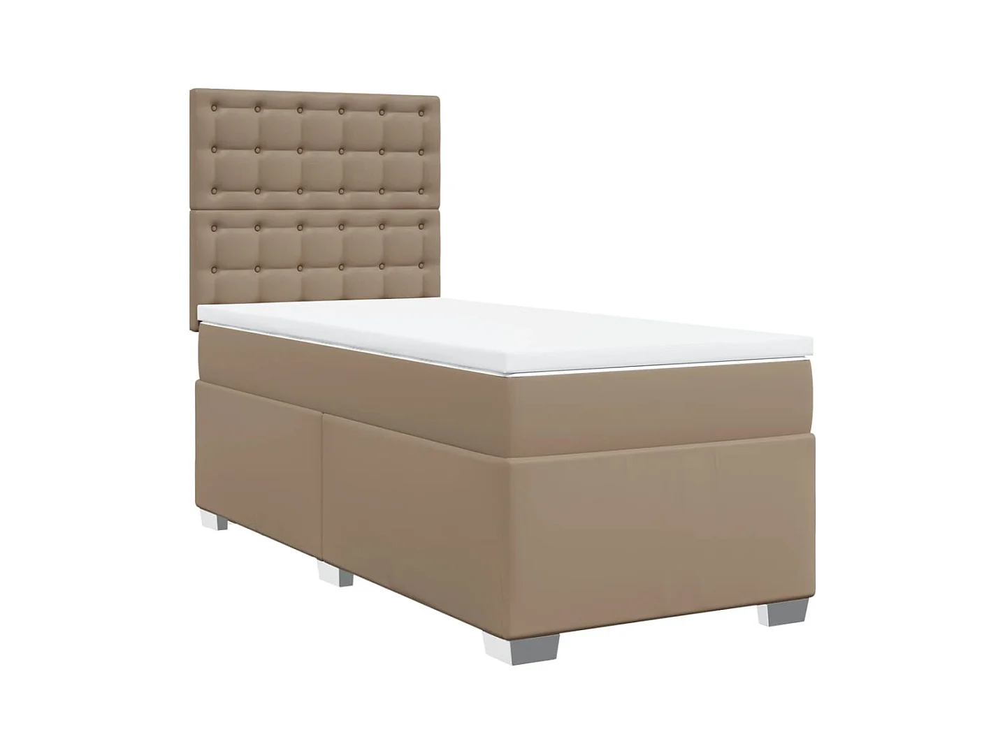 Boxspringbett mit Matratze Cappuccino-Braun 90x200cm Kunstleder