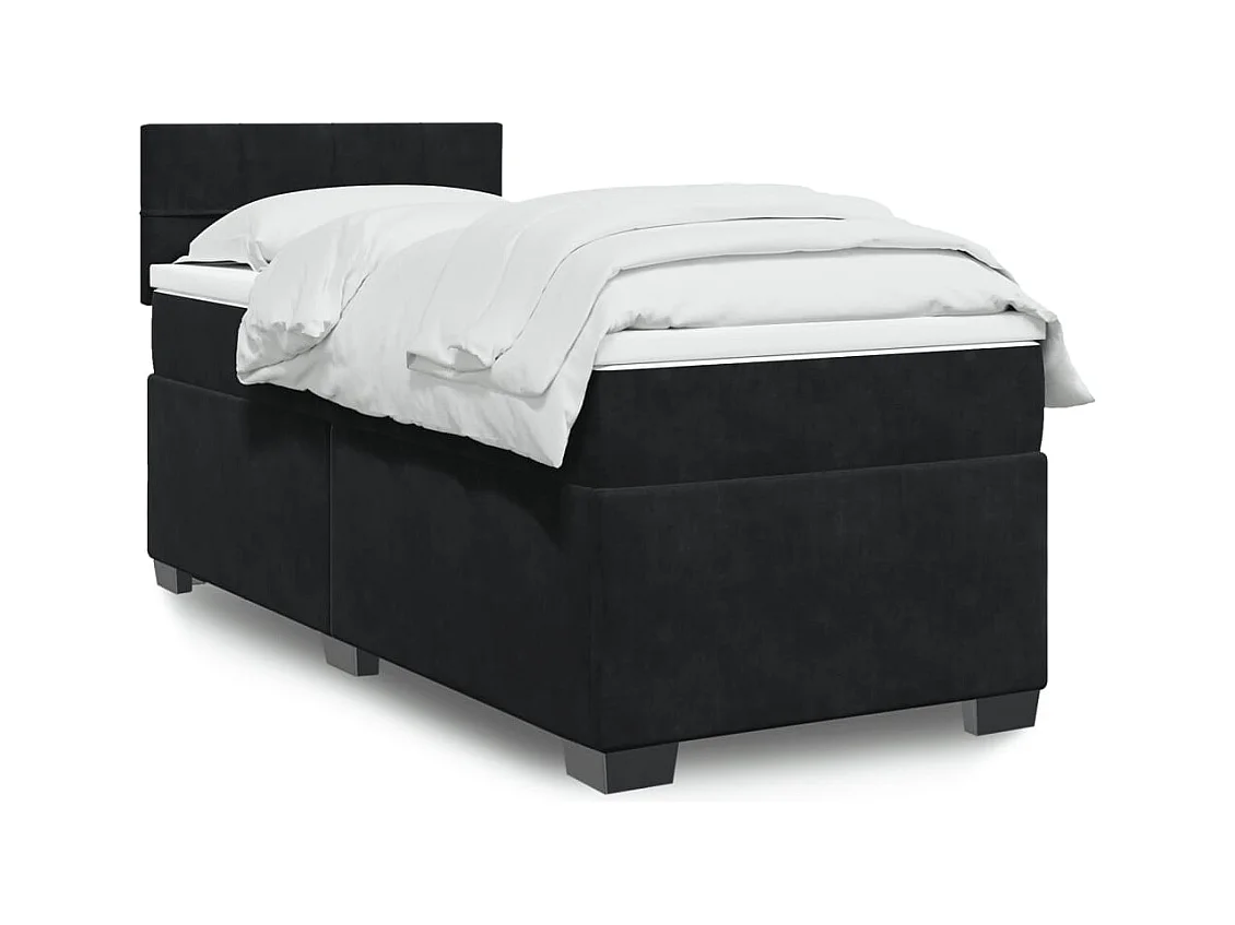 Sommier à lattes de lit avec matelas Noir 90x200 cm Velours