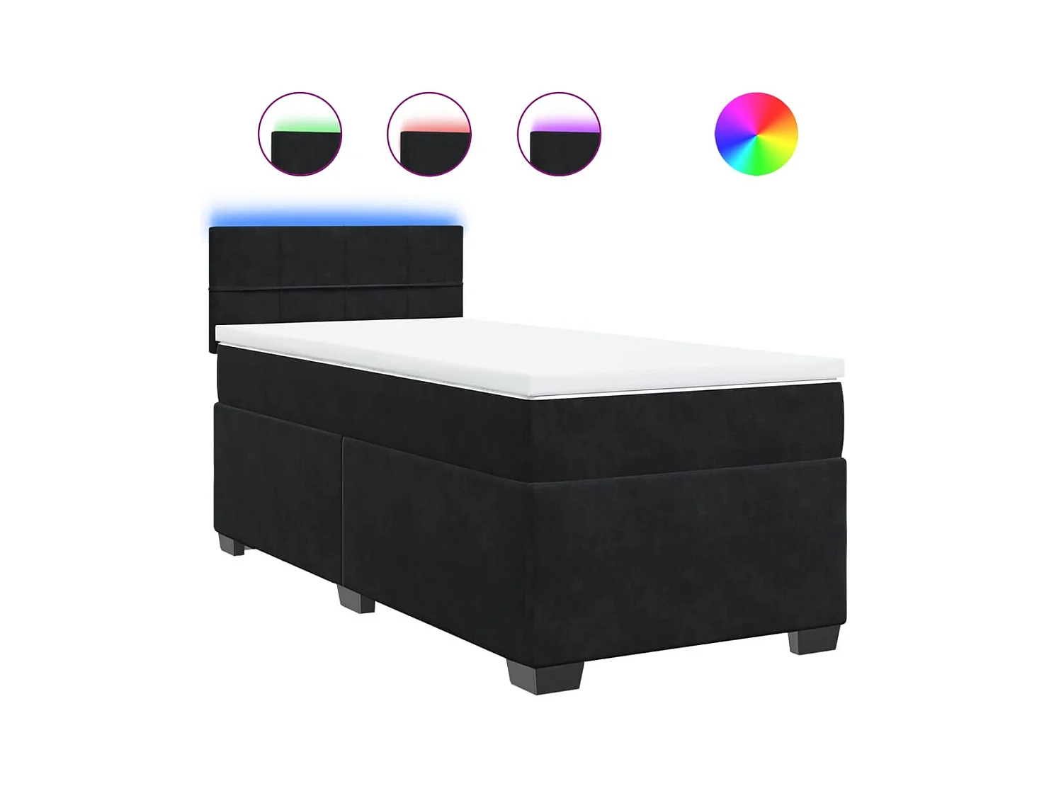 Sommier à lattes de lit avec matelas Noir 90x200 cm Velours