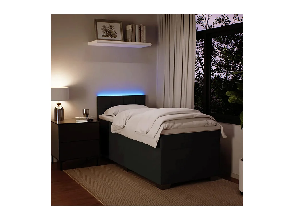 Sommier à lattes de lit avec matelas Noir 90x200 cm Velours