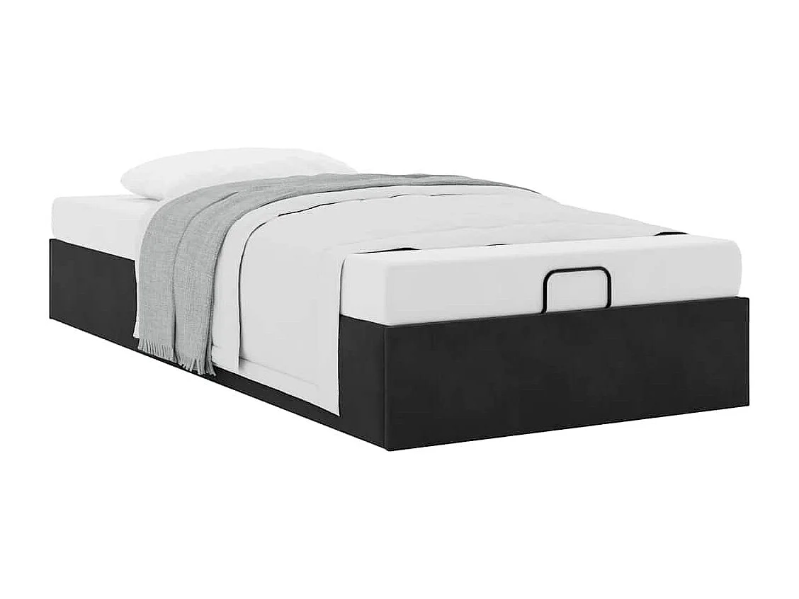 Ottoman Bed Frame No Colchão Preto 90x190 cm Veludo