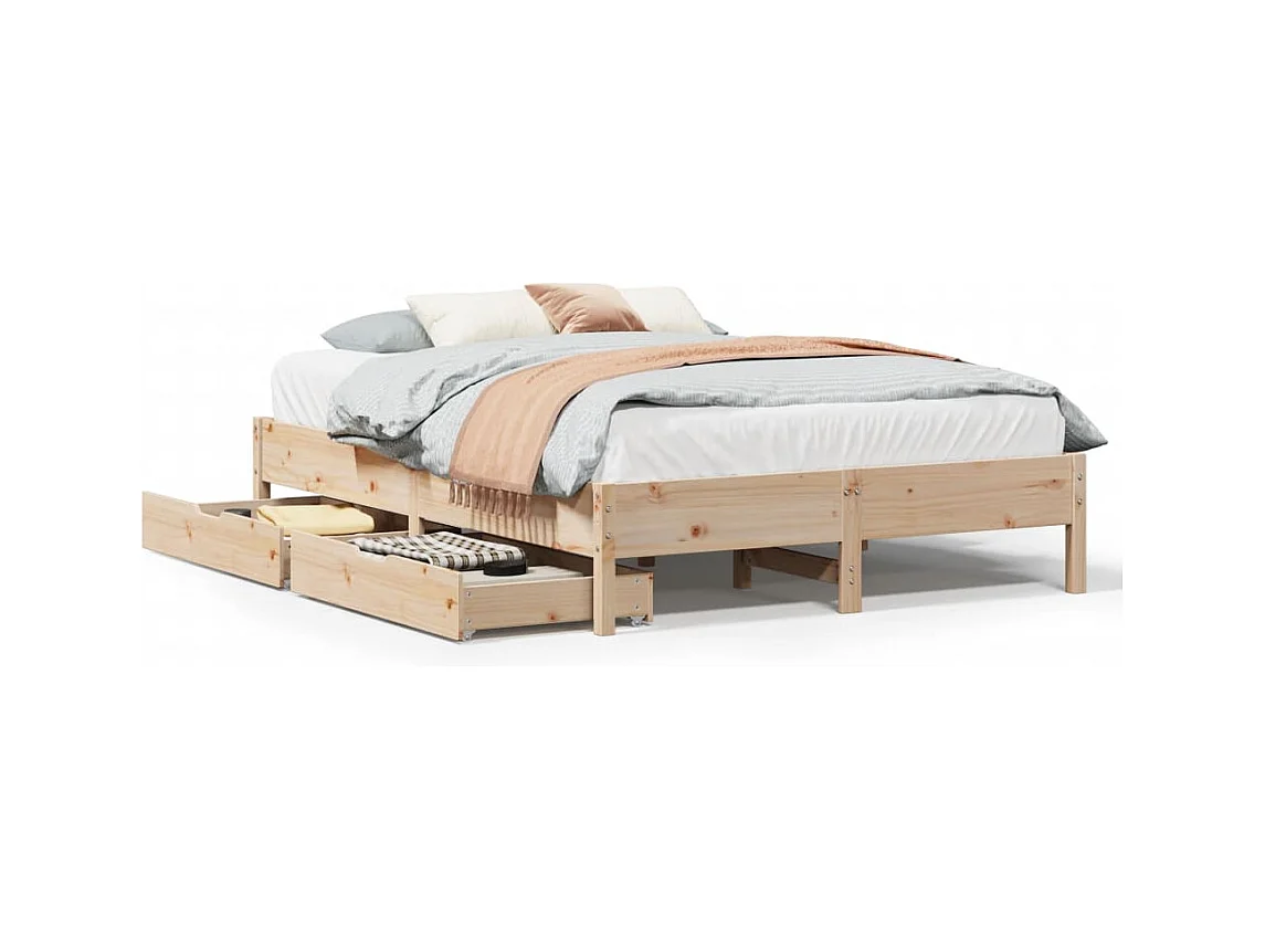 Cadre de lit sans matelas 140x200 cm bois massif de pin