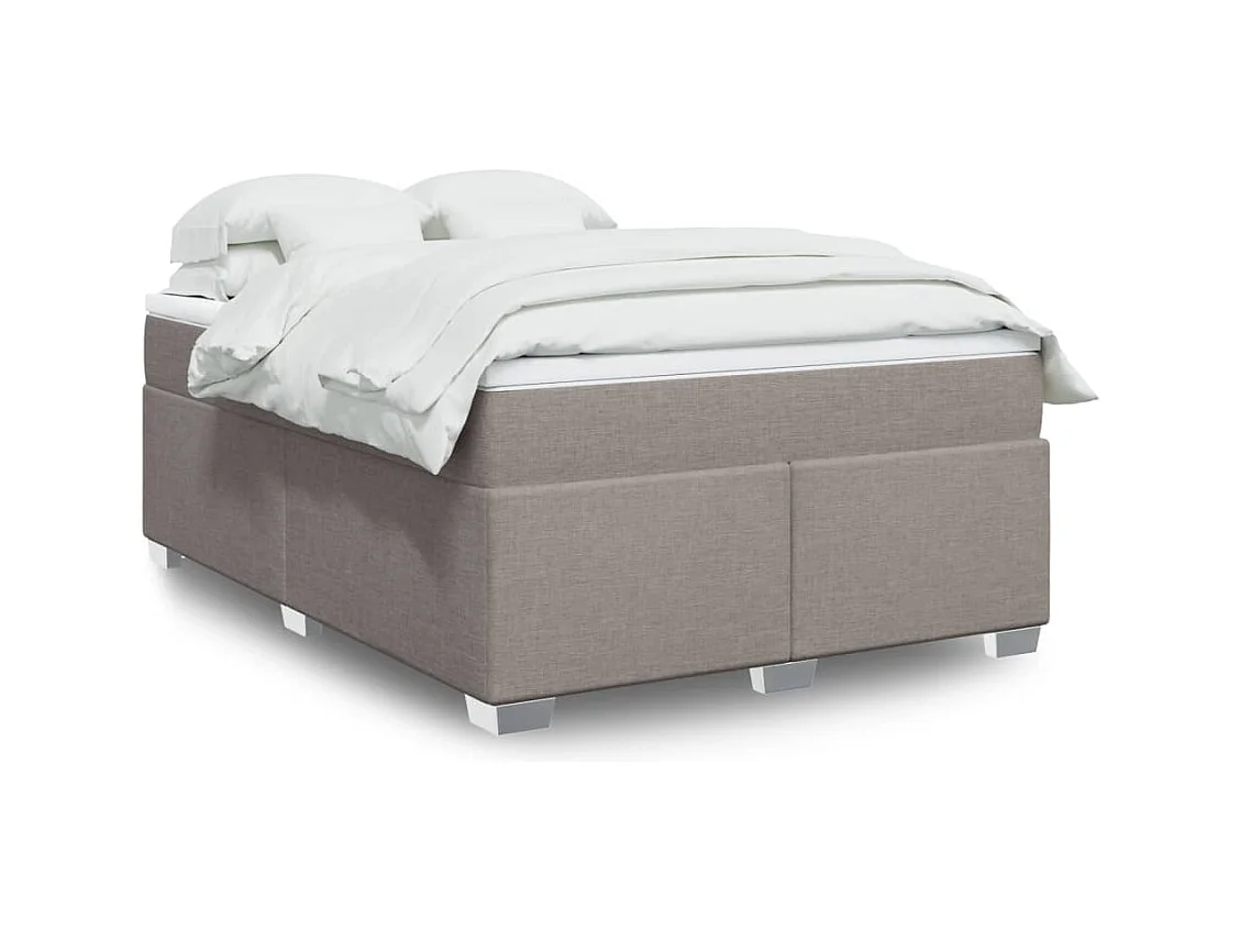 Sommier à lattes de lit avec matelas Taupe 160x200 cm Tissu