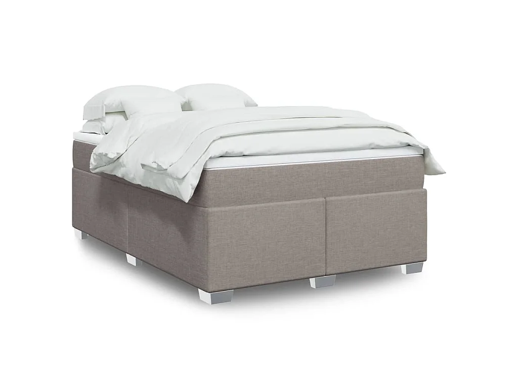 Sommier à lattes de lit avec matelas Taupe 160x200 cm Tissu