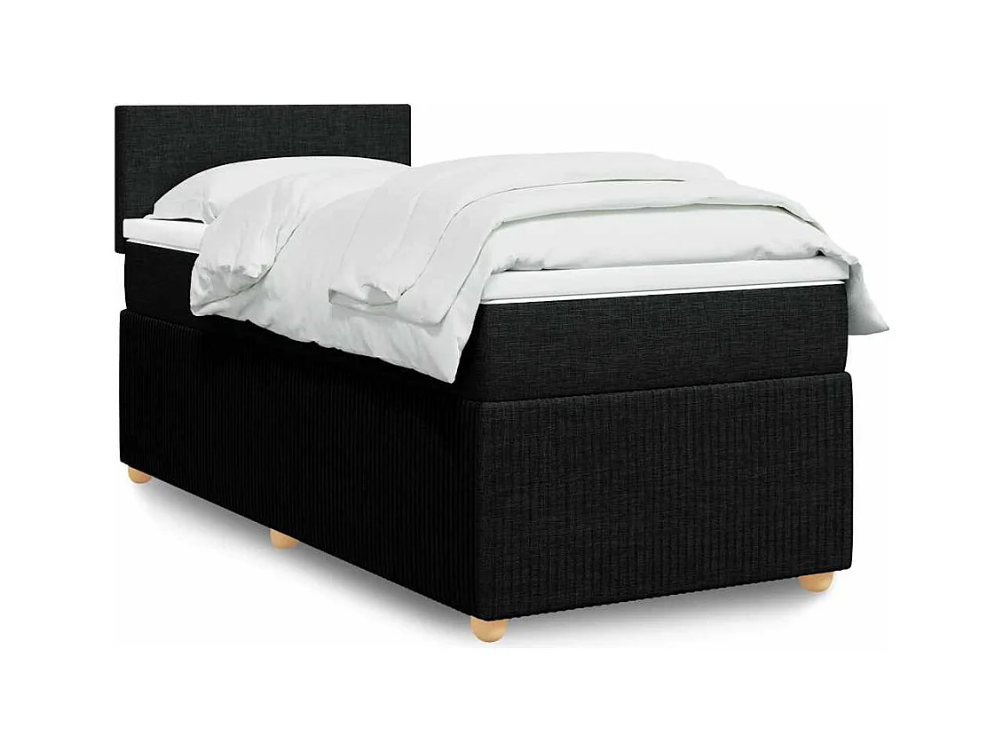 Sommier à lattes de lit avec matelas Noir 100x200 cm Tissu