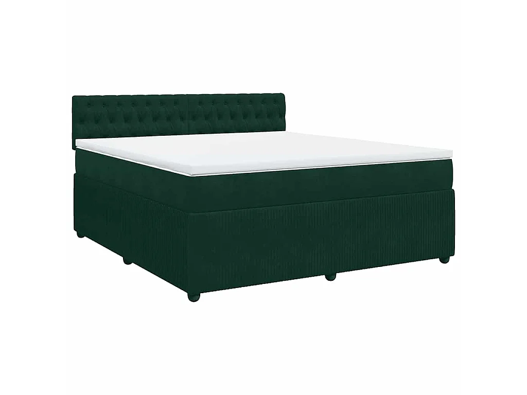 Boxspring met matras fluweel donkergroen 180x200 cm