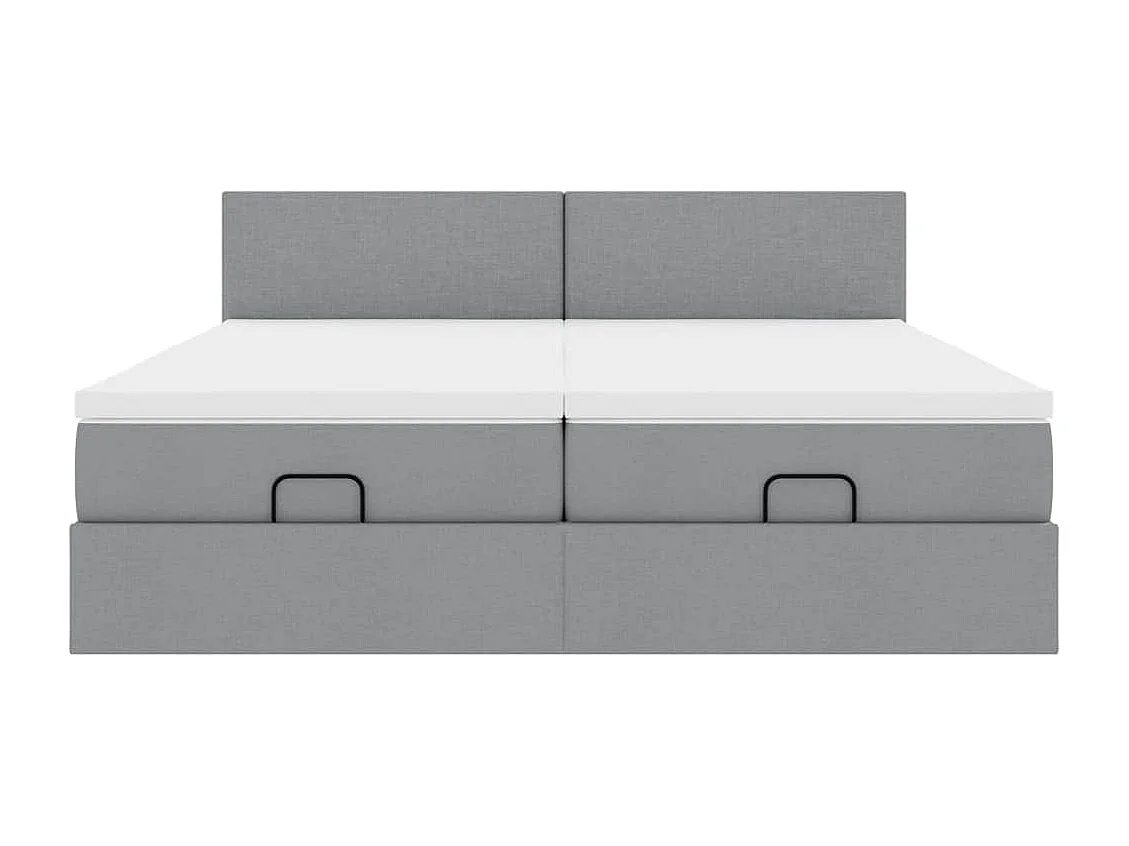 Ottoman bed met matrassen en LED's 180x200cm stof lichtgrijs