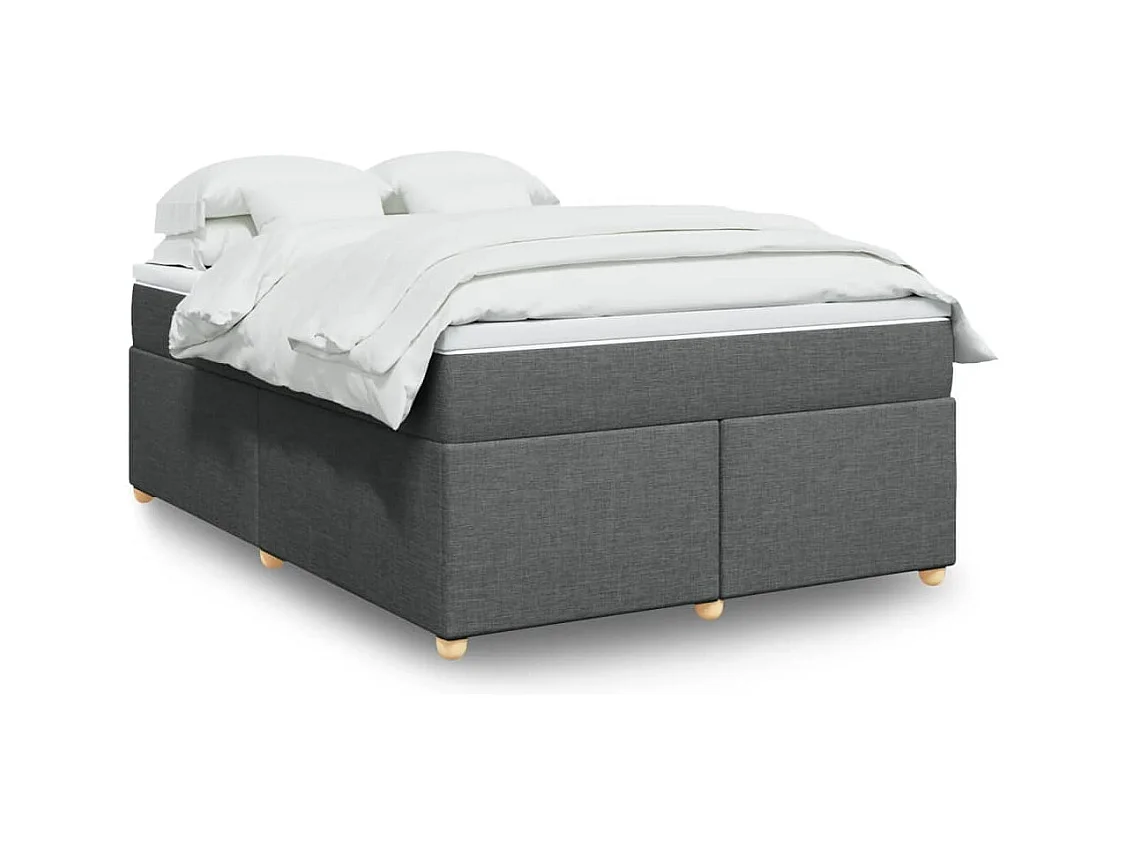 Sommier à lattes de lit avec matelas Gris foncé 140x200cm Tissu