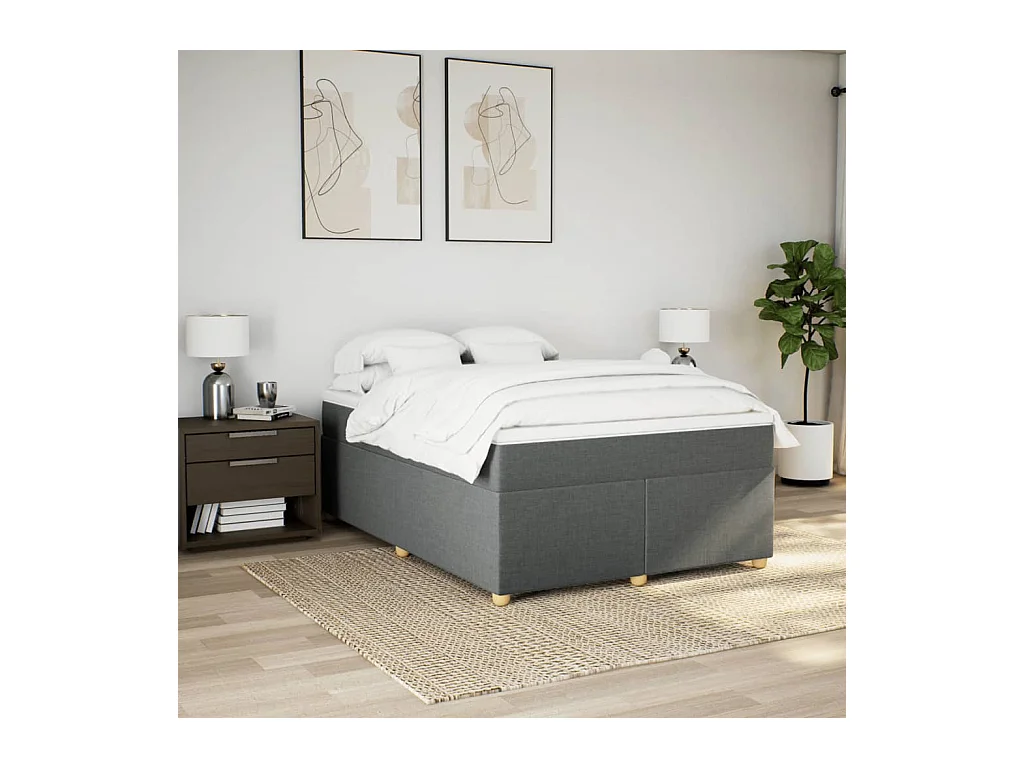 Sommier à lattes de lit avec matelas Gris foncé 140x200cm Tissu