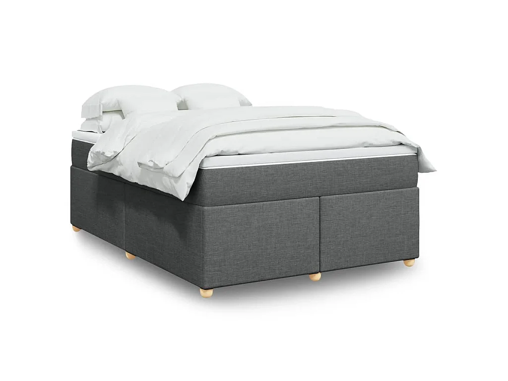 Boxspringbett mit Matratze Dunkelgrau 140x200 cm Stoff
