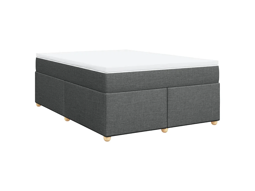 Boxspring met matras stof donkergrijs 140x200 cm