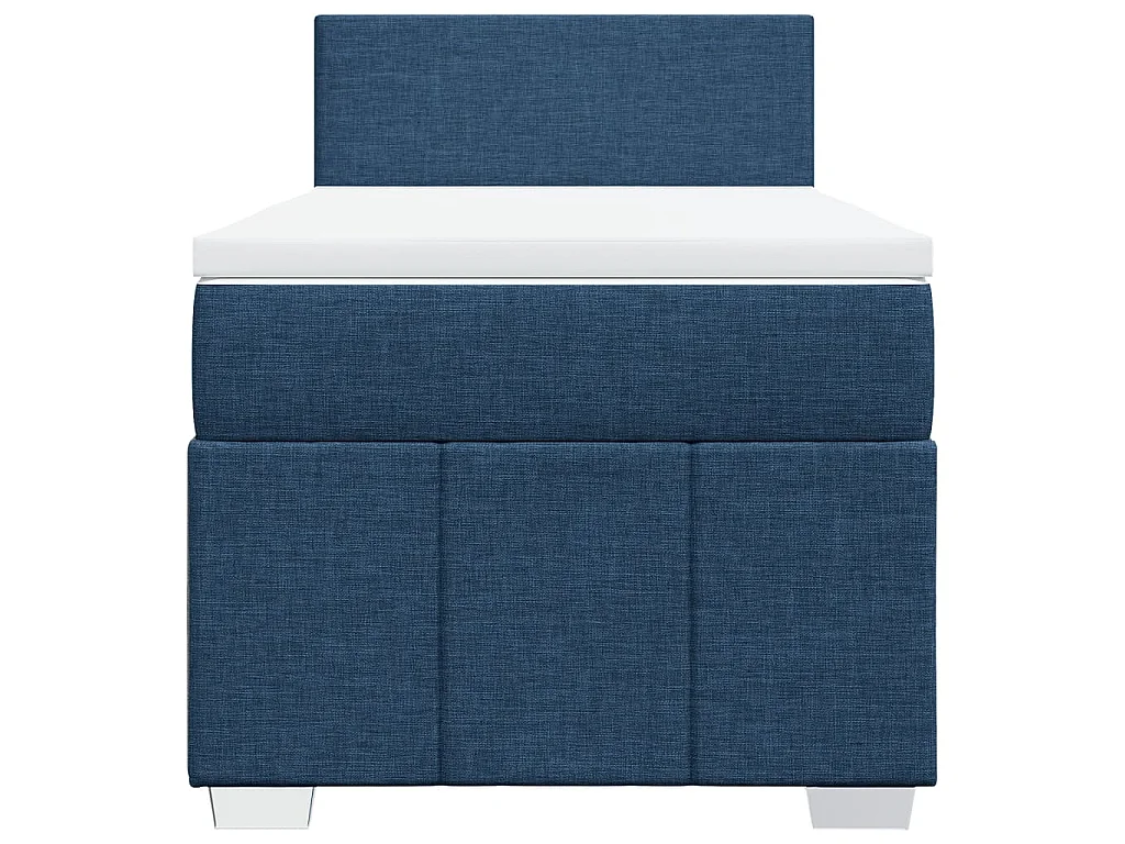 Cama box spring con colchón tela azul 100x200 cm