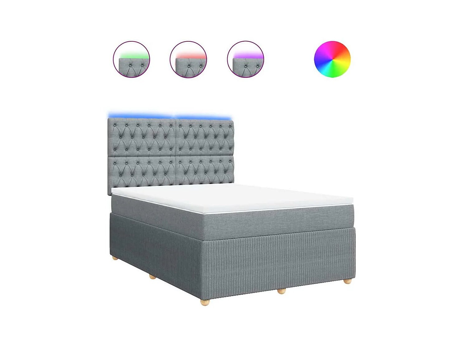 Sommier à lattes de lit avec matelas Gris clair 140x190cm Tissu