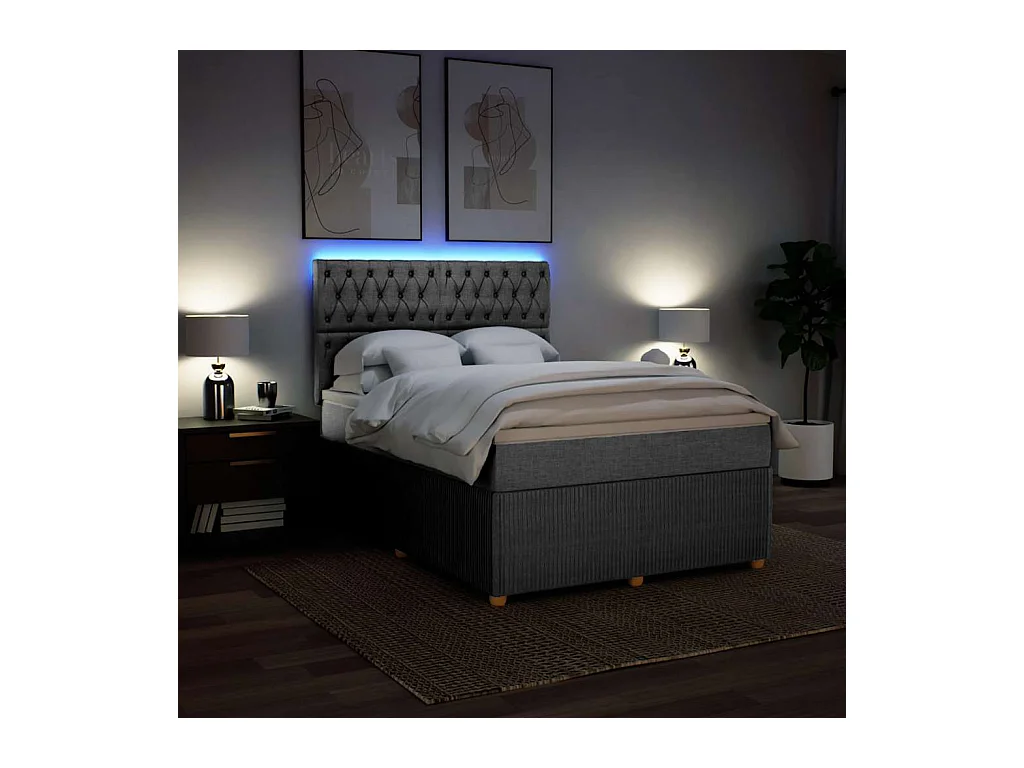 Sommier à lattes de lit avec matelas Gris clair 140x190cm Tissu