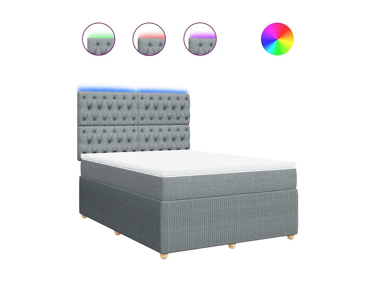 Sommier à lattes de lit avec matelas Gris clair 140x190cm Tissu