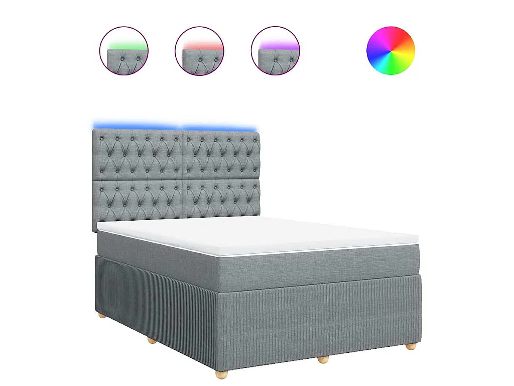 Boxspringbett mit Matratze Hellgrau 140x190 cm Stoff