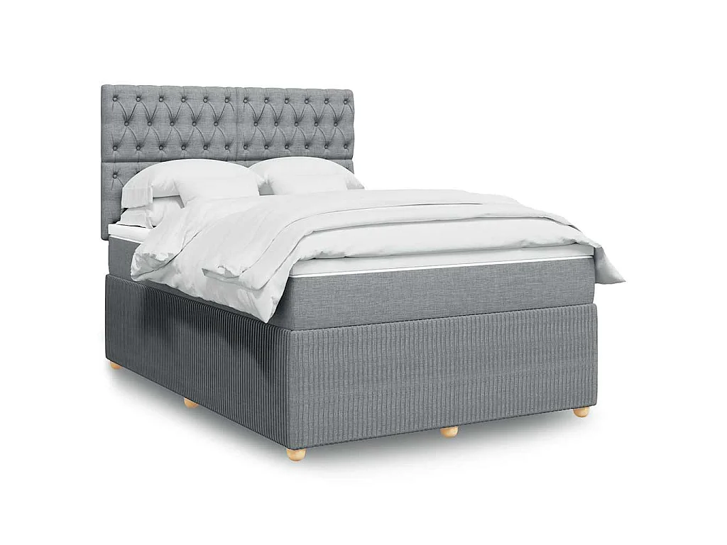 Boxspringbett mit Matratze Hellgrau 140x190 cm Stoff