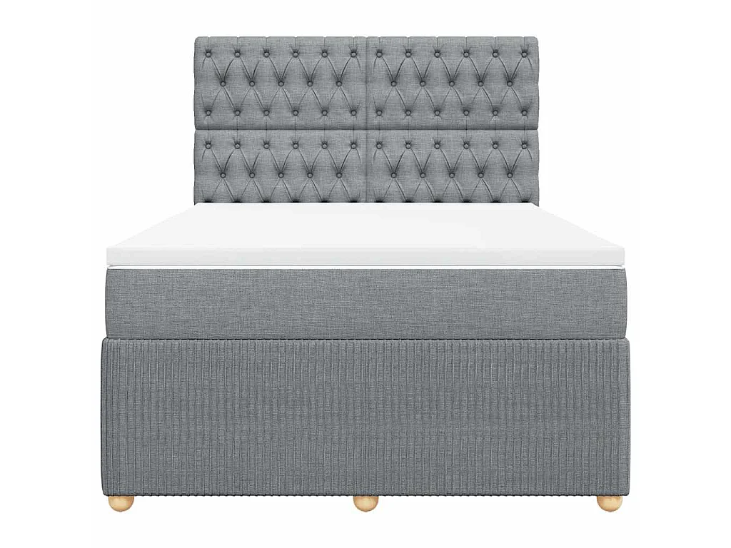 Boxspringbett mit Matratze Hellgrau 140x190 cm Stoff