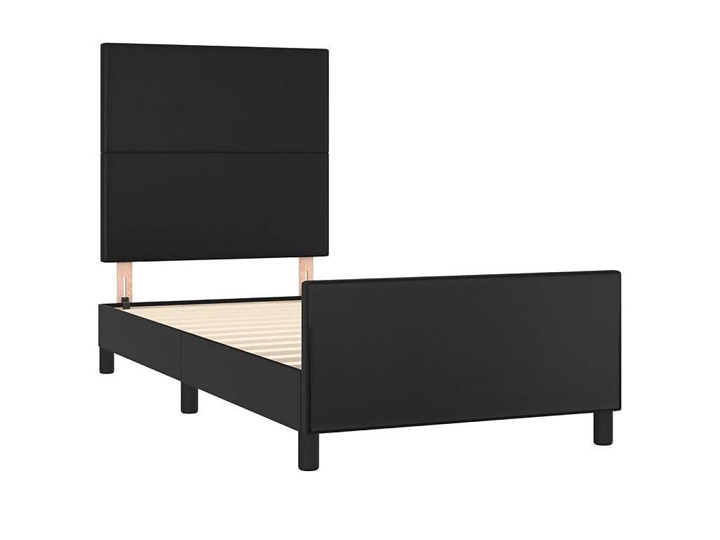 Bedframe met hoofdbord kunstleer zwart 90x200 cm