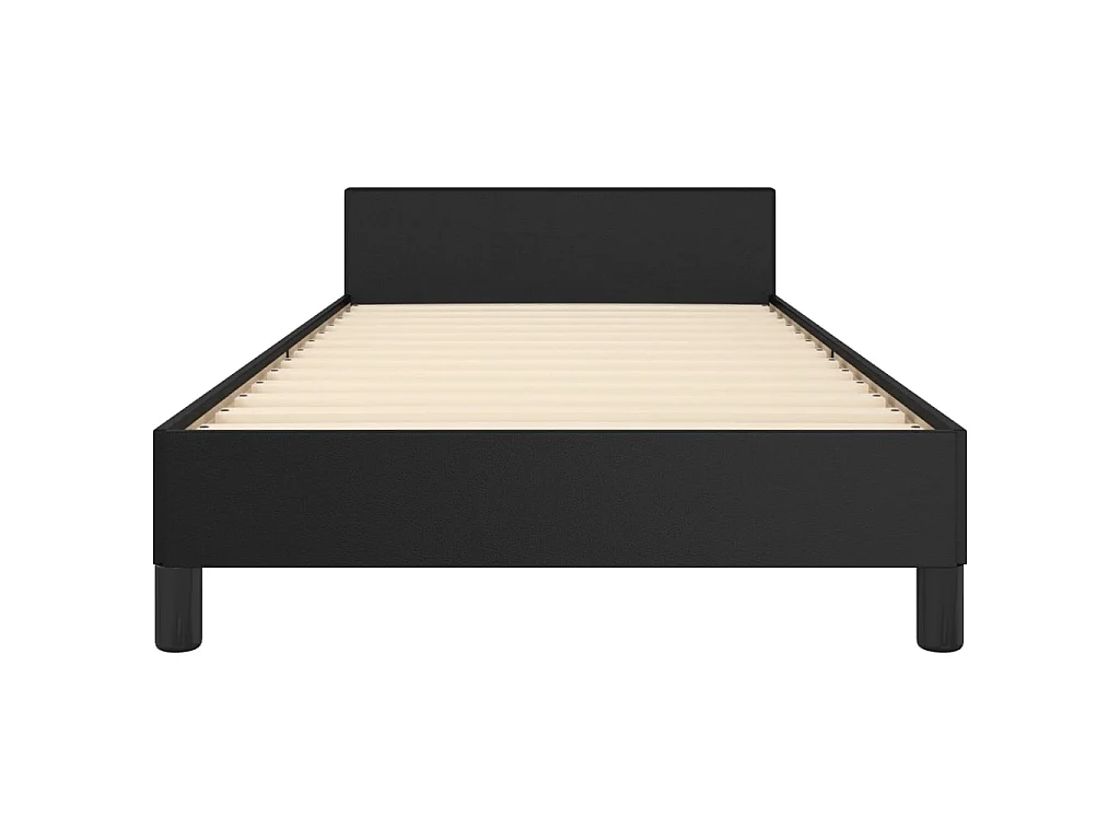 Bedframe met hoofdbord kunstleer zwart 90x200 cm