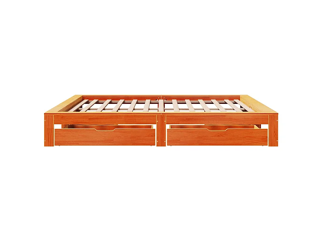 Cadre de lit sans matelas cire marron 180x200cm bois pin massif