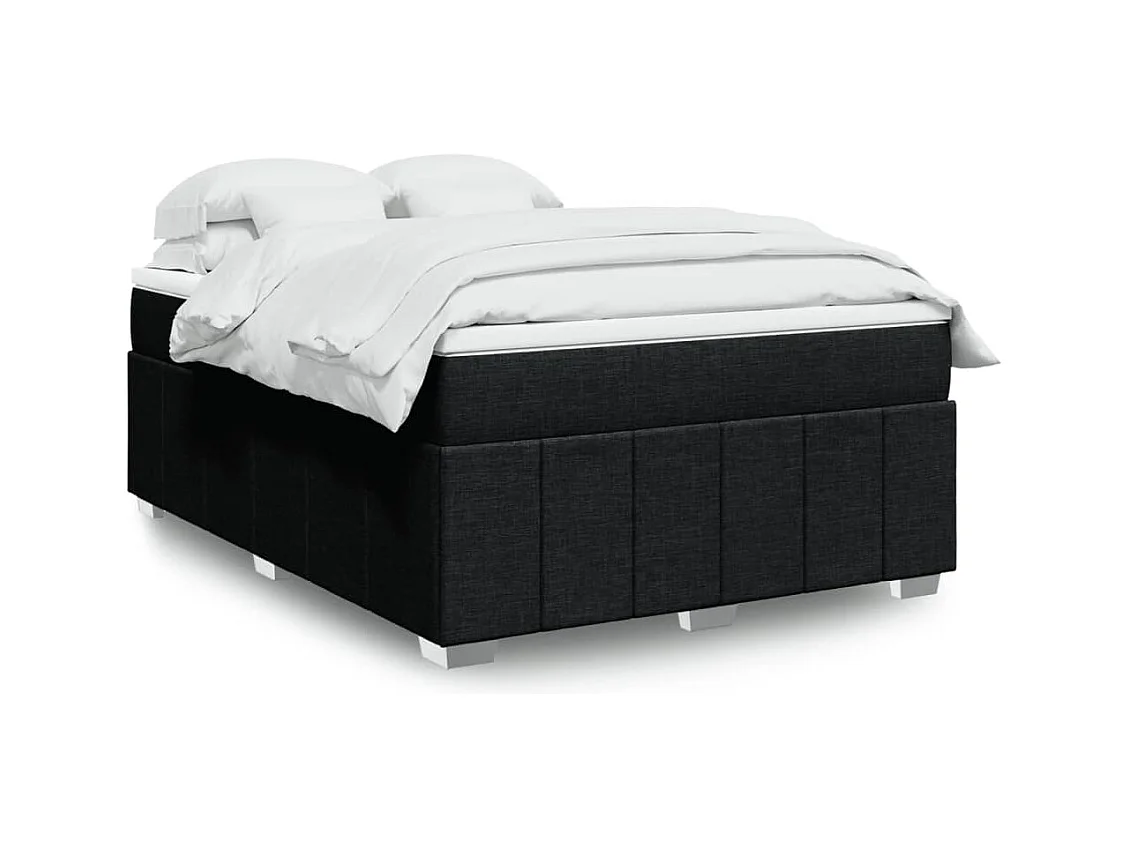 Sommier à lattes de lit avec matelas Noir 140x200 cm Tissu