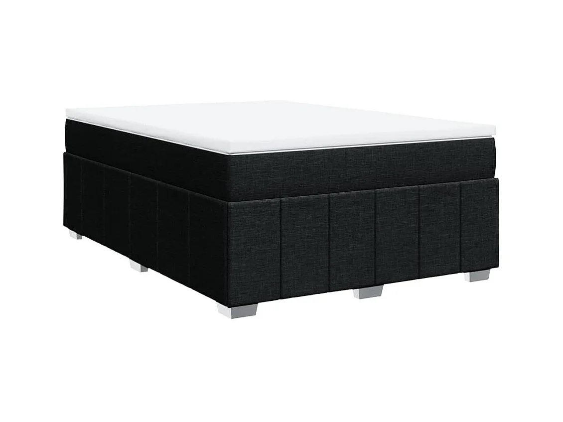 Sommier à lattes de lit avec matelas Noir 140x200 cm Tissu