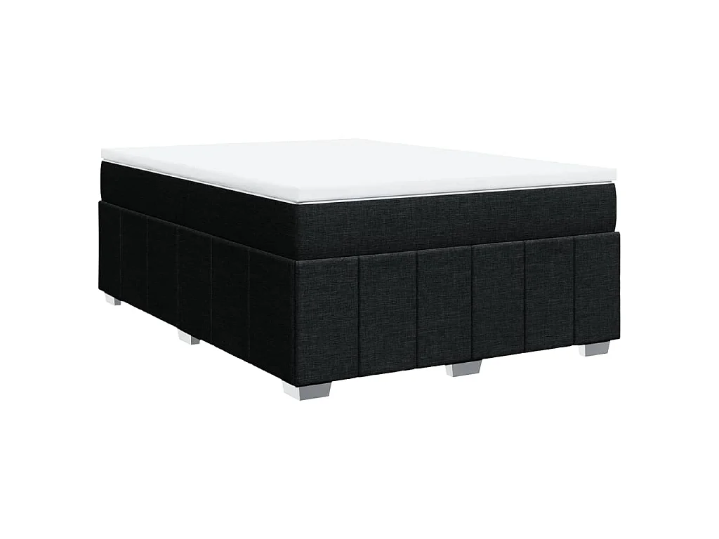 Cama box spring con colchón tela negro 140x200 cm